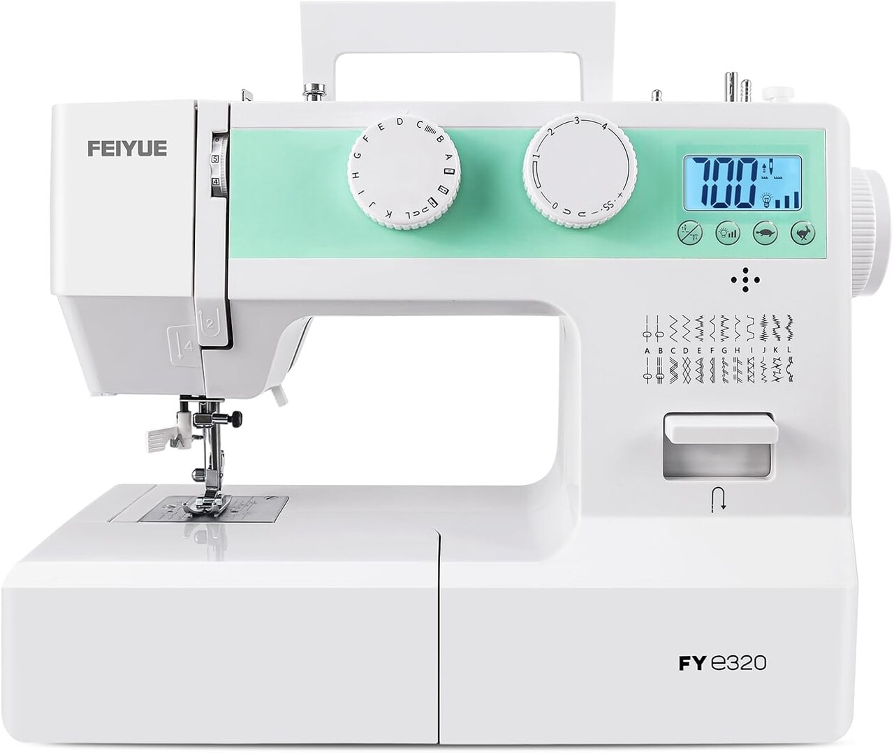FEIYUE FYe320 Full Size Sewing Machine with Foot Pedal, Speed Control, Heavy Duty & Portable, LCD Display, 25 Built-in Stitches, 6 Bobbins & 5 Included Sewing Feet